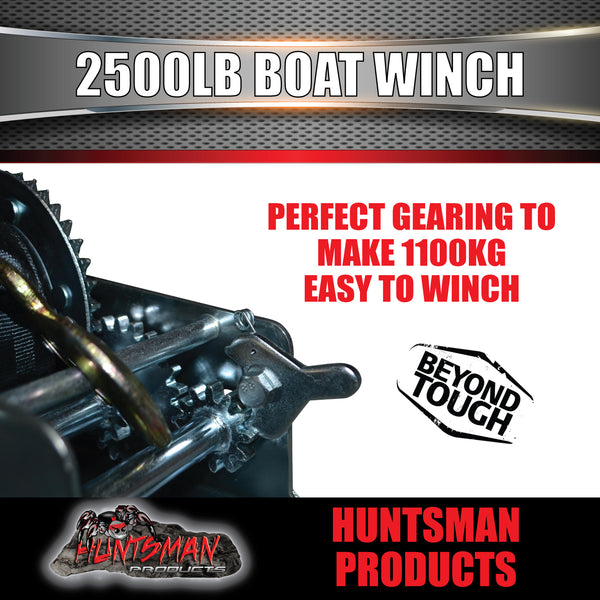 2500lbs 1136kgs 8m Strap Hand Winch. 2-Speed. Boat trailer