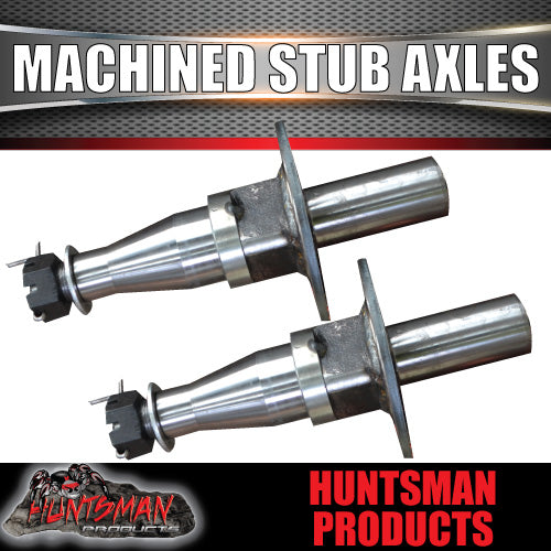 x2 2000kg Machined Trailer Stub Axles To Sleeve in 50mm x 5mm RHS + elec Mounts