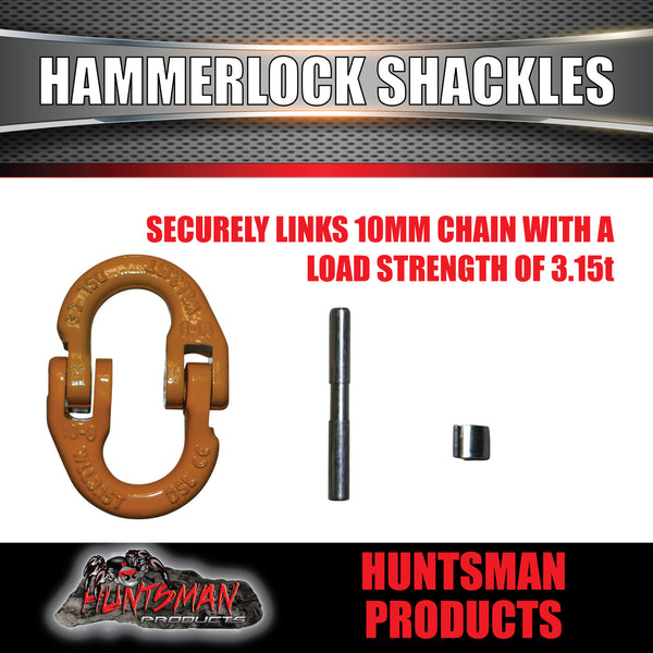 2 x 10mm 3.15t Hammerlock Chain Link Connectors. grade 80
