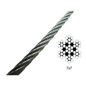 50 Metres Zinc Plated 7x7 steel 4mm Wire Cable Rope