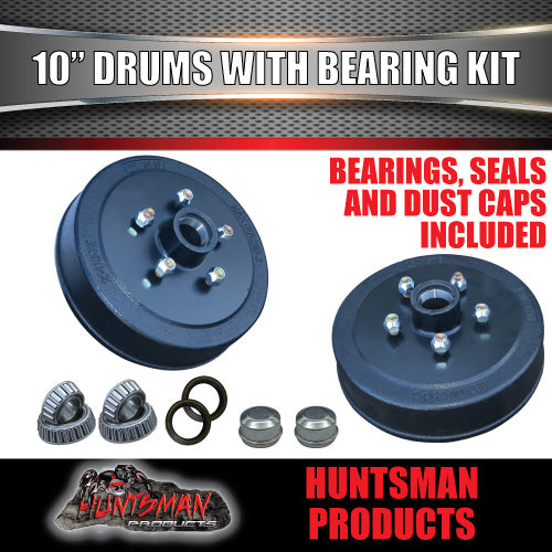 2X Trailer 10" Drums Suit Commodore 5/120 PCD & Holden L/M Bearings