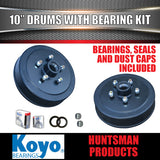 2X Trailer 10" Drums Suit Ford 5/114.3 PCD & L/M (Holden) Koyo Bearings