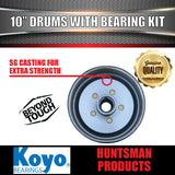 2X Trailer 10" Drums Suit HT Holden 5/108 PCD & S/L (Ford) Koyo Bearings