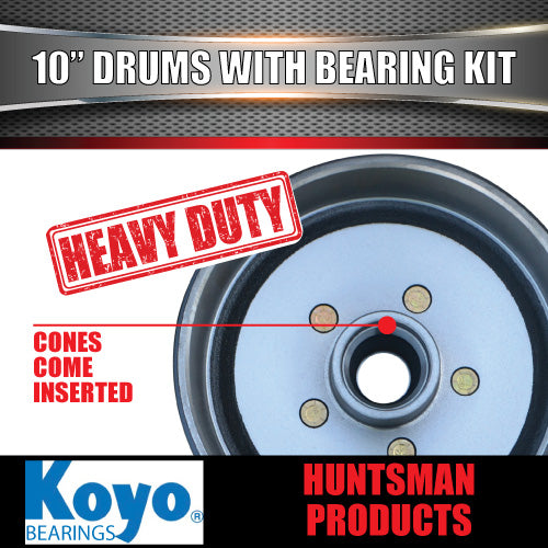 2X Trailer 10" Drums Suit Commodore 5/120 PCD & S/L (Ford) Koyo Bearings