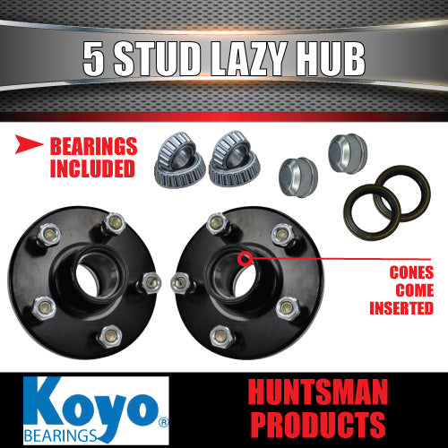2X 5 Stud Trailer Lazy Hubs Suit HQ 5/120.65 PCD & S/L (Ford) Koyo Bearings