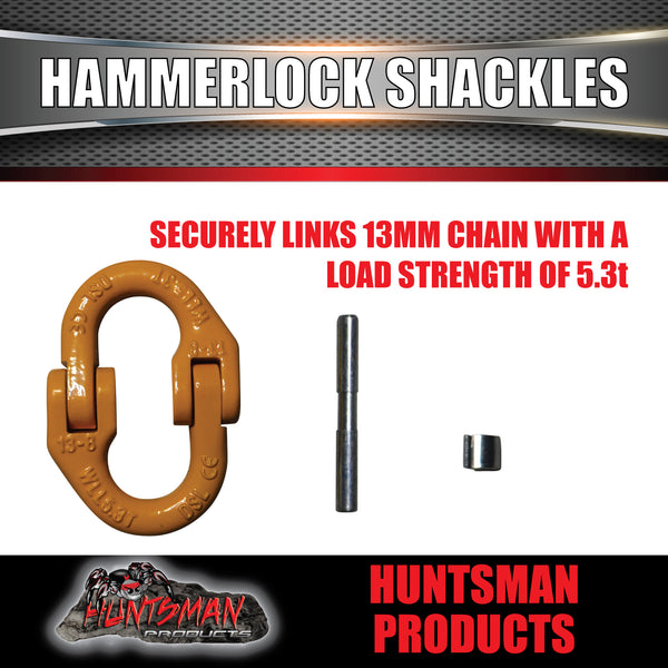 2 x 13mm 5.3t Hammerlock Chain Link Connectors. grade 80