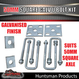 GALVANISED 50mm x 150mm 1/2" SQUARE TRAILER CARAVAN U BOLT KIT.