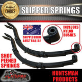 2x 5 Leaf 45mm Eye & Slipper Springs with Hanger & U Bolt Kit 1000kg.