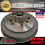 2x 12" 2 Tonne 5 Stud Electric Trailer Brake Drums & Bearings 30210 & 15123