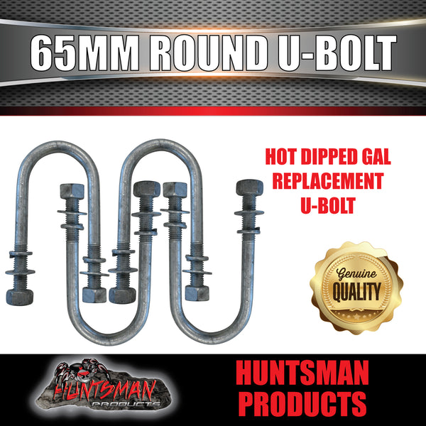 4x Galvanised 65mm X 180mm Round 5/8" BSW High Tensile Trailer Caravan U Bolts