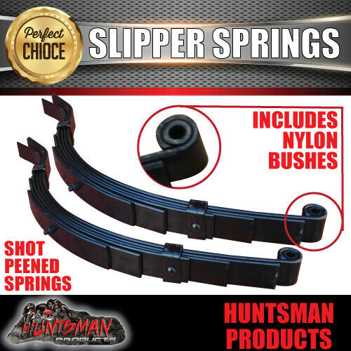 Stipper Bolt Spring 2x 6 Leaf 45mm x 6mm Eye & Slipper Springs with Hanger & U Bolt Kit 12 ...