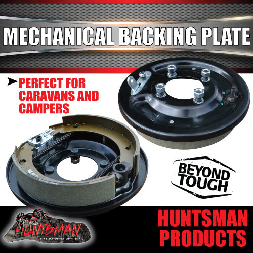 2x 9" Mechanical Drum Trailer Backing Plates With Brake Shoes. Caravan Camper