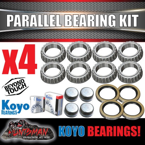 x4 Koyo Ford Parallel 68149 Trailer Wheel Bearing Kits + Seal & Dust Cap 1600kg