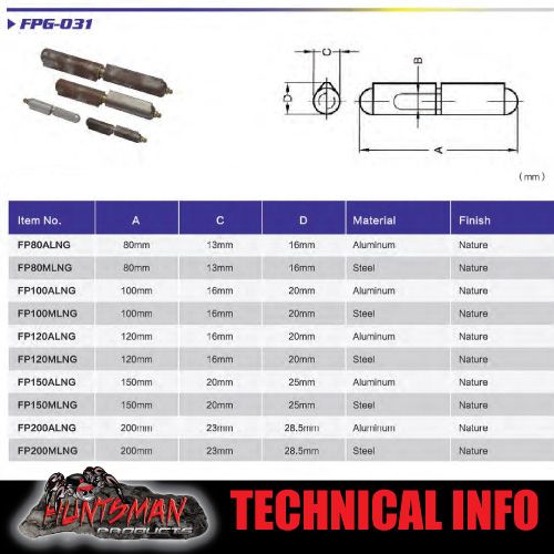 x6 100mm x 16mm Aluminium Greasable Bullet Hinge