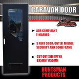 RHS Hinge Caravan Black Access Security Side door + Locking Flyscreen. 1750mm x 625mm