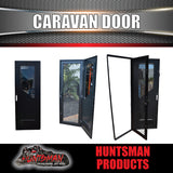 RHS Hinge Caravan Black Access Security Side door + Locking Flyscreen. 1750mm x 625mm