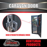 RHS Hinge Caravan Black Access Security Side door + Locking Flyscreen. 1750mm x 625mm