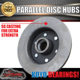 x2 12" Natural 1600kg 6 Stud Parallel Trailer Discs 6/139.7 PCD. Koyo Bearings