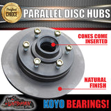 x2 12" Natural 1600kg 6 Stud Parallel Trailer Discs 6/139.7 PCD. Koyo Bearings