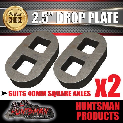 2x 2.5" Drop axle plates suits 40mm square trailer Caravan axle. 30mm thick