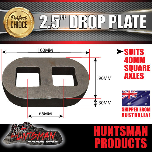 2x 2.5" Drop axle plates suits 40mm square trailer Caravan axle. 30mm thick