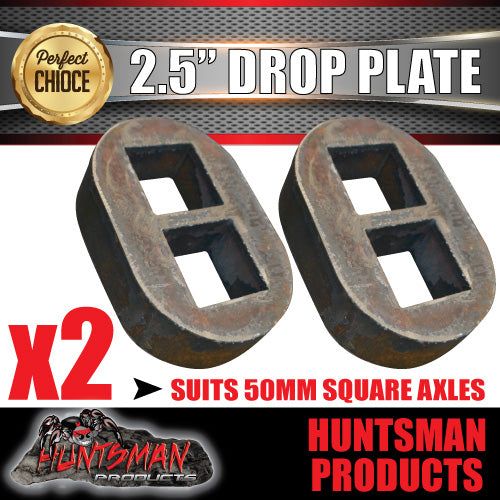 2x 2.5" Drop axle plates suits 50mm square trailer Caravan axle. 40mm thick
