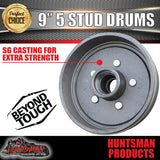 2X 9" 5 Stud Trailer Brake Drums 5 Stud Landcruiser & LM Bearings