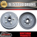 2X 9" 5 Stud Trailer Brake Drums 5 Stud Landcruiser & LM Bearings