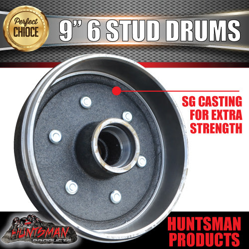 2X Trailer 9" Drums Suit 6 Stud Landcruiser. 6/139.7 PCD & S/L Bearing