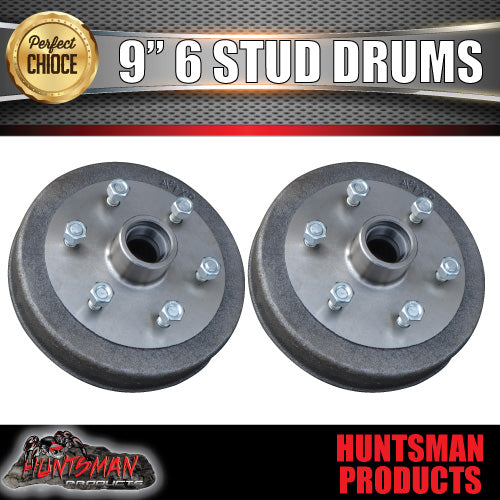 9" 6 STUD TRAILER BRAKE DRUMS & SLIMLINE BEARINGS. huntsmanproducts