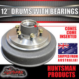 1x 12" 3 Tonne 6 Stud Caravan Trailer Electric Brake Drum & Bearing Set Suit Huntsman & Alko
