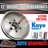 12" 3 Tonne 6 Stud Electric Trailer Brake Drums & Japanese Koyo Bearings