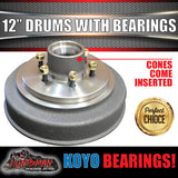 12" 3 Tonne 6 Stud Electric Trailer Brake Drums & Japanese Koyo Bearings