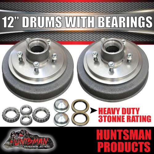 12" 3 Tonne 5 Stud Suit Ford F100 F150 Electric Trailer Brake Drums & Bearings