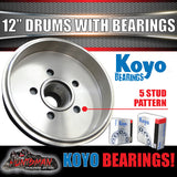 12" 3 Tonne 5 Stud L/C Electric Trailer Brake Drums & Japanese Koyo Bearings