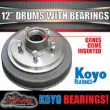 12" 3 Tonne 5 Stud L/C Electric Trailer Brake Drums & Japanese Koyo Bearings