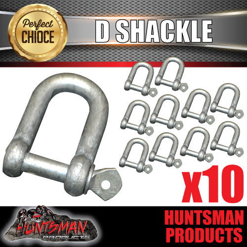 10X 10MM glavanised D Shackle. BOAT TRAILER CARAVAN TOW BAR