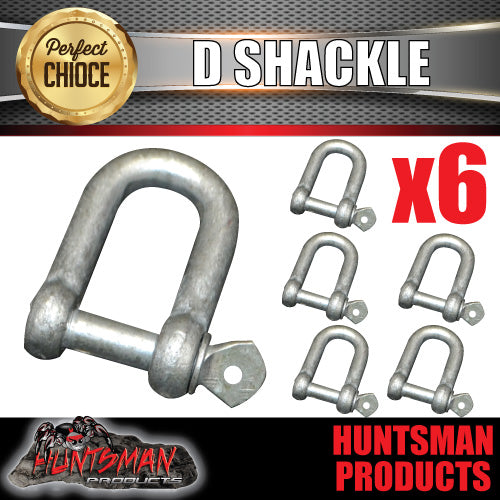 6X 10MM glavanised D Shackle. BOAT TRAILER CARAVAN TOW BAR