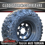 35x12.5R15 L/T Gladiator X-COMP Mud Tyre ON 15" Black Steel Rim. 35 12.5 15