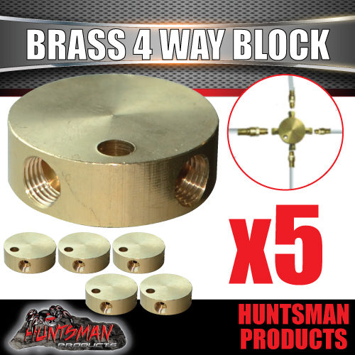 5x Trailer Hydraulic Brake Brass 4 Way Blocks suit 3/8" Nuts