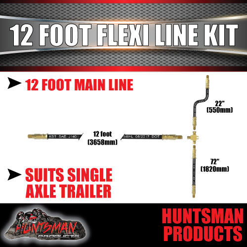 12FT HYDRAULIC DISC & DRUM BRAKE FLEXI HOSE LINE KIT