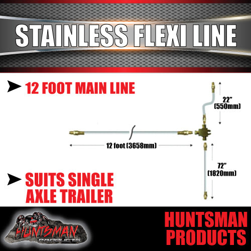 12ft BOAT TRAILER HYDRAULIC BRAKE STAINLESS STEEL BRAIDED FLEXI LINE KIT