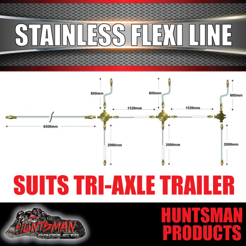 Tri Axle Boat Trailer Caravan Hydraulic Brake Stainless Braid Flexi Line Kit