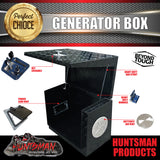 Large Black Powder Coat Aluminium Generator Box, Ventilated for caravan, truck, camping