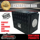 Large Black Powder Coat Aluminium Generator Box, Ventilated for caravan, truck, camping