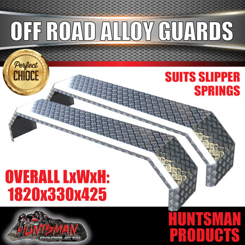 TANDEM 330MM WIDE TRAILER GUARDS - OFF ROAD  - ALLOY CHEQUER - SLIPPER SPRINGS