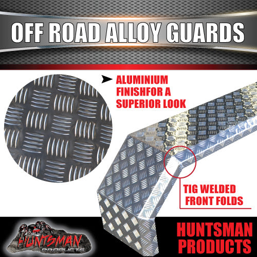 TANDEM 330MM WIDE TRAILER GUARDS - OFF ROAD  - ALLOY CHEQUER - SLIPPER SPRINGS