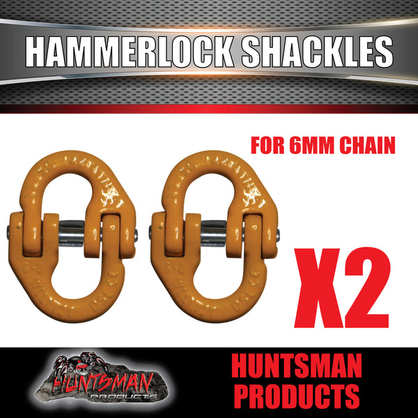 2 x 6mm 1.12t Hammerlock Chain Link Connectors. grade 80