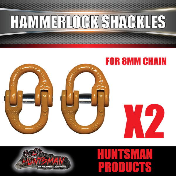 2 x 8mm 2t Hammerlock Chain Link Connectors. grade 80