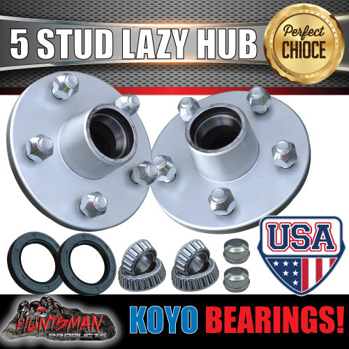 x2 Dacromat Ford Stud Trailer Hubs KOYO American Bearings L68149 & L44649